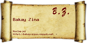 Bakay Zina névjegykártya